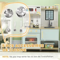 AIYAPLAY Cuisine enfant cuisine en bois enfant avec micro-ondes cuisinière pour enfants 3+ ans 72 x 33 x 85,2 cm bleu(m-5)