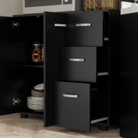 HOMCOM Armoire de cuisine multi-rangements 4 portes 3 tiroirs étagère + grand plateau 89L x 39,5l x 168H cm noir(m-9)