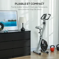 SPORTNOW Vélo d'appartement pliant, silencieux avec résistance magnétique à 8 niveaux, siège réglable, écran LCD, gris(m-8)