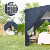 Outsunny 2,5 x 2,5 m Pavillon Pop-up avec parois latérales et sac de transport, Tente de jardin ajustable UPF50+, Bleu foncé(m-4)
