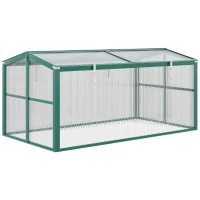 Outsunny Aluminium Polycarbonate Greenhouse Cold Frame Grow House, Openable Top for Flowers and Vegetables, 130x70x61cm(m-7)