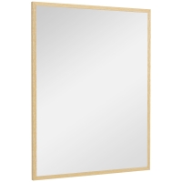 HOMCOM Wandspiegel rechteckig 90 x 70 cm, Holzrahmen, ideal für Badezimmer, Wohnzimmer oder Schlafzimmer, natur