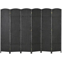 HOMCOM Biombo Separador de Ambientes de 6 Paneles Biombo Plegable 240x170 cm para Salón Dormitorio Oficina Negro(m-11)
