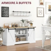 HOMCOM Buffet meuble de rangement avec 2 portes coulissantes étagères réglables 150l x 40P x 72H cm en bois blanc chêne(m-5)