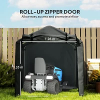 Outsunny 2.2 x 1.6 m Garden Storage Tent, Waterproof Anti-UV Bike Tent with Roll-up Zipper Door, Galvanised Outdoor Storage Shelter Carport for Bike, Motorbike, Garden Tools, Black(m-6)