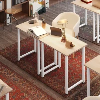 HOMCOM Computer Desk, Writing Table, 80 x 60 x 76cm Workstation for Home Office, Study with Metal Frame, Simple Assembly, White(m-7)