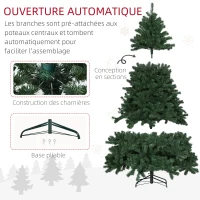 HOMCOM Sapin de Noël artificiel 210 arbre de Noël avec support en métal pliable, 1674 branches, décoration de Noël réaliste(m-6)