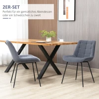 HOMCOM 2er-Set Esszimmerstühle im Retro-Design, Samtoptik, 50 cm x 61 cm x 79 cm, Dunkelgrau(m-4)