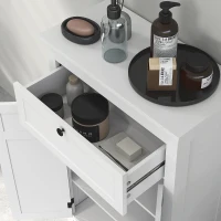 HOMCOM Badezimmerschrank mit Schublade und verstellbaren Regalen, freistehender Aufbewahrungsschrank, Höhe 102,5 cm, weiß(m-5)