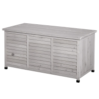 Outsunny Coffre de rangement extérieur malle de rangement en bois 283L 2 chaînes 127 x 56 x 60 cm gris