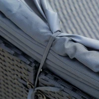 Outsunny 4 Pieces PE Rattan Garden Daybed Set, Outdoor Wicker Cushioned Round Sofa Bed Conversation Furniture with Coffee Table & Canopy, Black(m-10)