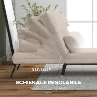 HOMCOM Poltrona Letto Singolo 3 in 1 con Schienale Reclinabile su 5 Livelli, Cuscino Imbottito e Materasso, Divano Letto Singolo Pieghevole per Soggiorno, in Acciaio, Lino, 75x70x75cm, Beige(m-4)