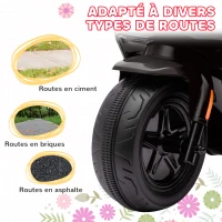 AIYAPLAY Scooter électrique enfants moto porteur pour enfants phare et musique, marche avant/arrière, roues d'entraînement(m-8)