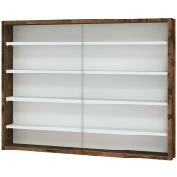 HOMCOM Wandschrank für Sammlerstücke 5 höhenverstellbare Regale und 2 Schiebetüren 80 x 9,5 x 60 cm Braun