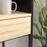 HOMCOM Bureau design Moderne, 1 étagère, 2 tiroirs, châssis métal noir panneaux particules, dim. 106l x 51,5L x 102,5H cm(m-7)