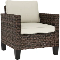 Outsunny Single Rattan Armchair, with Cushions - Brown(m-1)