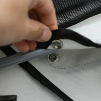 PawHut Cărucior Pliabil pentru Câini până la 10 kg cu Copertină Împotriva Ploii, 75x45x97 cm, Gri(m-8)