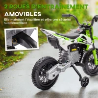 AIYAPLAY Moto électrique pour enfant moto cross pour enfants de 3 à 6 ans 2 moteurs 12V vitesse max. 5 km/h vert(m-5)