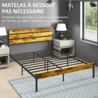 HOMCOM Cadre de lit double en acier avec sommier et tête de lit compatible matelas 160 x 200 cm, style industriel(m-6)