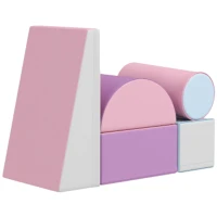 HOMCOM Blocs souples, ensemble de 5 blocs en mousse pour enfants de 1 à 3 ans, similicuir, Multicolore(m-1)