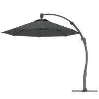 Outsunny 3(m) Garden Cantilever Parasol, Round Overhanging Umbrella with Crank Handle, Cross Base, Aluminium Frame and 360° Rotation, Banana Patio Umbrella for Outdoor Sun Shade, Grey(m-11)