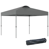 Outsunny Pavillon de jardin, Pavillon pliant, Tente de fête, Tente de jardin incl. Piquets de sol, Cordes de fixation, Tissu Oxford, 2,95 x 2,95 x 2,64 m, Gris(m-6)