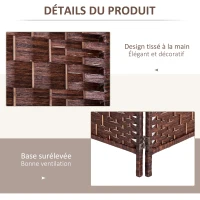 HOMCOM Paravent en bois séparateur de pièce closion de séparation pliable 4 panneaux 180 x 190 cm marron(m-6)
