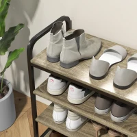 HOMCOM Meuble à chaussures 4 niveaux, meuble de rangement 11 paires de chaussures cadre en métal - 70l x 30P x 65H cm noir(m-8)