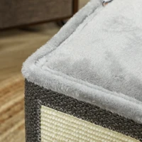 PawHut Tonneau griffoir chat arbre à chat avec plate-forme supérieur, en peluche et sisal 45 x 45 x 35 cm gris anthracite(m-8)