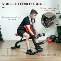 SPORTNOW Banc de musculation pliable banc multifonction pour entraînement coussin réglable 8 positions 103 x 65 x 67-98 cm noir(m-7)
