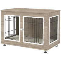PawHut Cage pour chien meuble cage chien interieur table d'appoint multi-usages avec double porte et coussin(m-1)