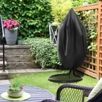 Outsunny Housse de chaise suspendue housse de chaise d'œufs tissu Oxford 210D avec fermeture éclair Ø 115 x 190 cm noir(m-2)
