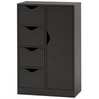 HOMCOM Buffet Kommode 1 Schrank und 4 Schubladen aus Holz für Wohnzimmer, Küche, Diele, Esszimmer, Schwarz
