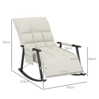 HOMCOM Schaukelstuhl, Stillstuhl Fußstütze und Rückenlehne verstellbar Kapazität 120 kg 60 x 134 x 70 cm Creme(m-3)
