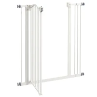 PawHut Metal Pet Safety Gate Dog Gate Folding Fence 74-87cm, White(m-8)