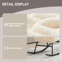 HOMCOM Rocking Chair, Rocking Chair with 10 cm Thick Seat, Curved Steel Legs, Beige and Black(m-6)