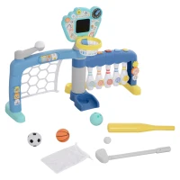 AIYAPLAY Ensemble de jeux sportives 5 en 1 pour enfants multi-activités avec football, basket-ball, golf, baseball, bowling(m-10)