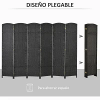 HOMCOM Biombo Separador de Ambientes de 6 Paneles Biombo Plegable 240x170 cm para Salón Dormitorio Oficina Negro(m-5)
