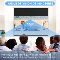 HOMCOM Écran de projection TV et Home Cinema 80 Pouces 16:9 4K HD, fixation mural ou plafond, 187 x 8 x 150 cm(m-5)
