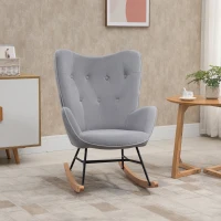 HOMCOM Rocking Chair with Ear Wings Grand Comfort Armrests Seat Backrest High Density Foam Velvet-Like Gray(m-11)