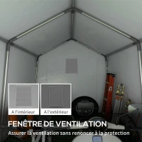 Outsunny Abri de jardin tente de stockage portable pour extérieur avec cadre en acier galvanisé et grande porte 3 x 3 m gris(m-7)