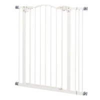 PawHut Metal Pet Safety Gate Dog Gate Folding Fence 74-87cm, White(m-11)