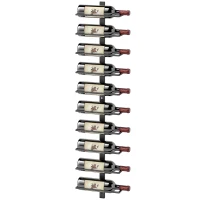 HOMCOM Weinregal, Wandregal für 10 Flaschen Wein, 10 Ebenen, Metall, für Küche, Wohnzimmer, Hausbar, Schwarz(m-1)