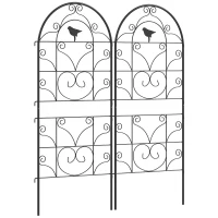 Outsunny Klimrek Metaal 2-delig Set Steekbaar Roestvrij Klimhulp met Vogelontwerp voor Klimplanten 50x120 cm Zwart(m-10)