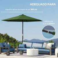 Outsunny Toldo de Substituição para Chapéu de Sol de 3m com Ventilação Superior Proteção UV 30+ para Exteriores Verde(m-9)