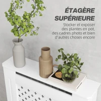 HOMCOM Couvercle de radiateur cache radiateur grille croisée pour salon chambre à coucher en bois 78l x 19P x 82H cm blanc(m-5)