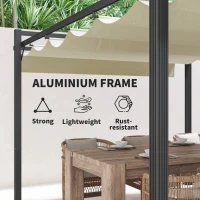 Outsunny 3 x 4m Aluminium Pergola, with Retractable Roof - Grey/Khaki(m-7)