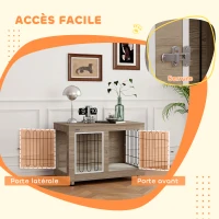 PawHut Cage pour chien meuble cage chien interieur table d'appoint multi-usages avec double porte et coussin(m-6)