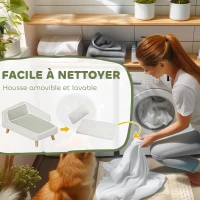 PawHut Canapé pour chien, lit pour chien chat, avec coussin oreiller, en peluche, 70l x 42,5P x 38,5H cm, crème(m-5)