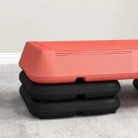 SPORTNOW Stepper aérobic fitness hauteur réglable 3 niveaux 10/15/20 cm surface antidérapante plastique, rouge(m-8)